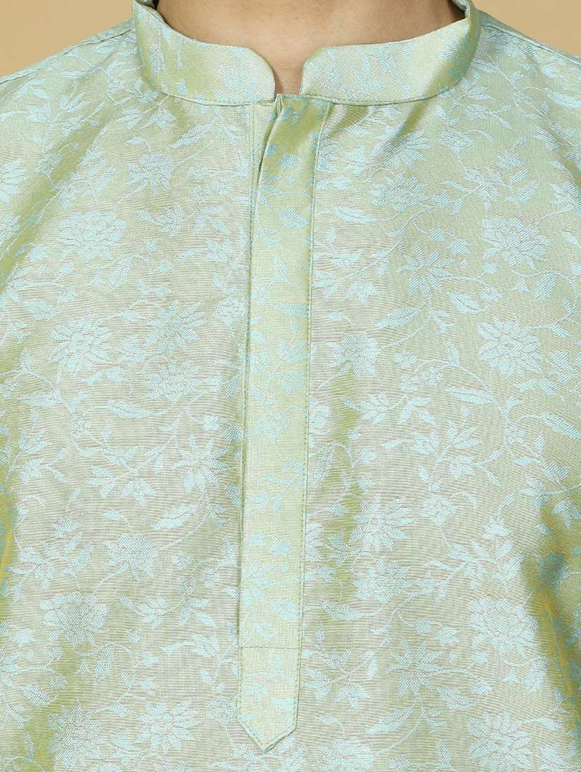 men self design jacquard long kurta - 20372762 - Standard Image - 4