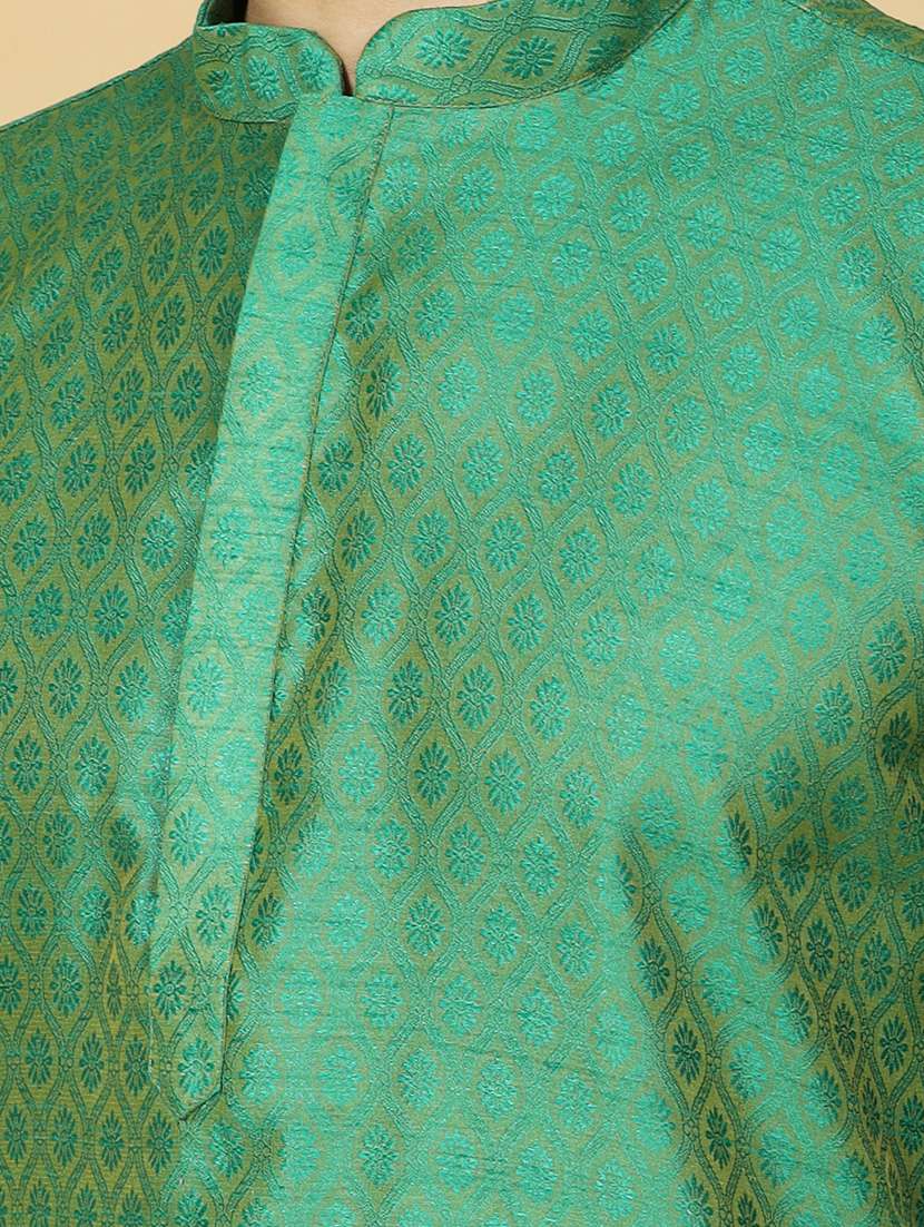 men self design jacquard long kurta - 20372764 - Standard Image - 4