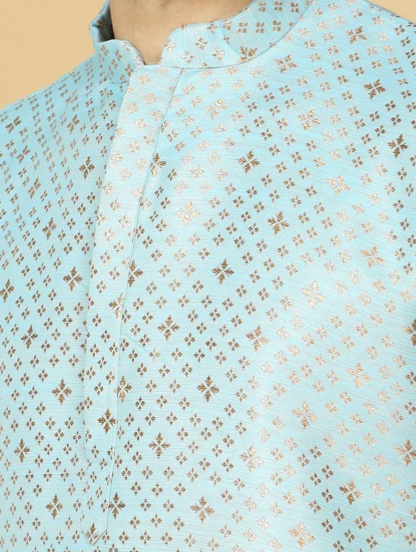 men self design jacquard long kurta - 20372765 - Standard Image - 4