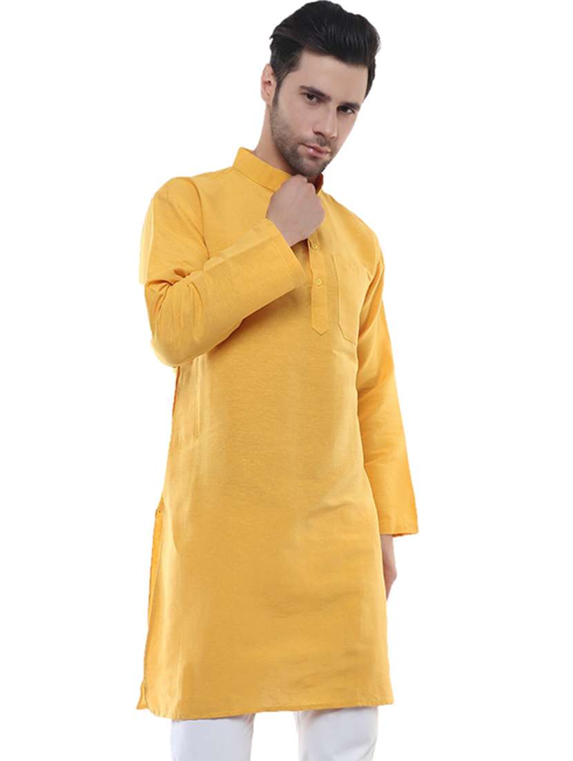 men mandarin neck solid long kurta - 20373037 -  Standard Image - 1