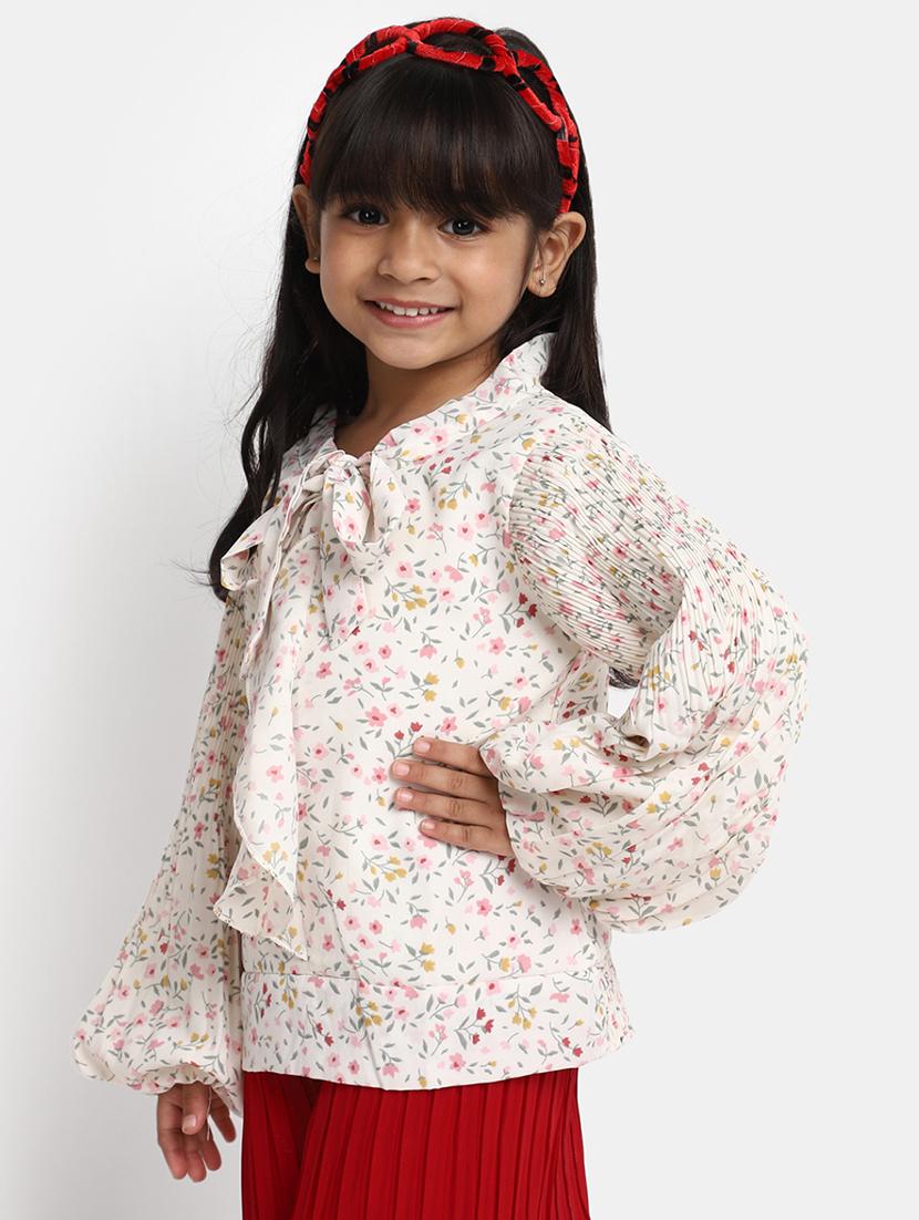girls tie up neck top - 20373280 - Standard Image - 1