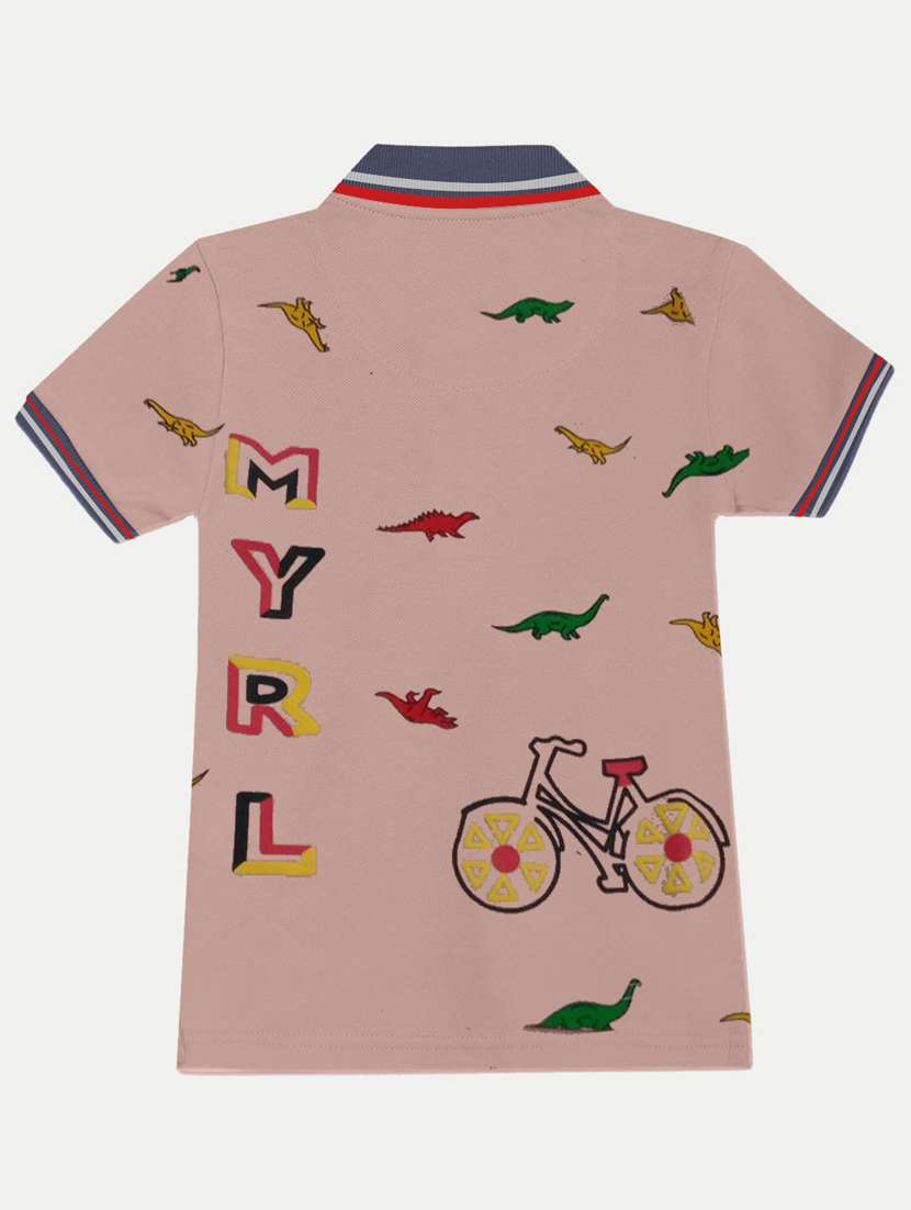 boys quirky print nude colored polo t-shirt - 20373923 -  Standard Image - 1