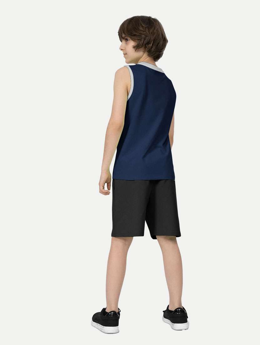 boys blue cotton vest - 20374545 - Standard Image - 1