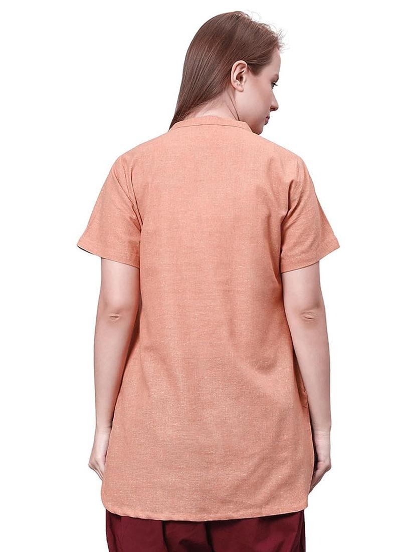 orange cotton straight kurti - 20374698 - Standard Image - 1