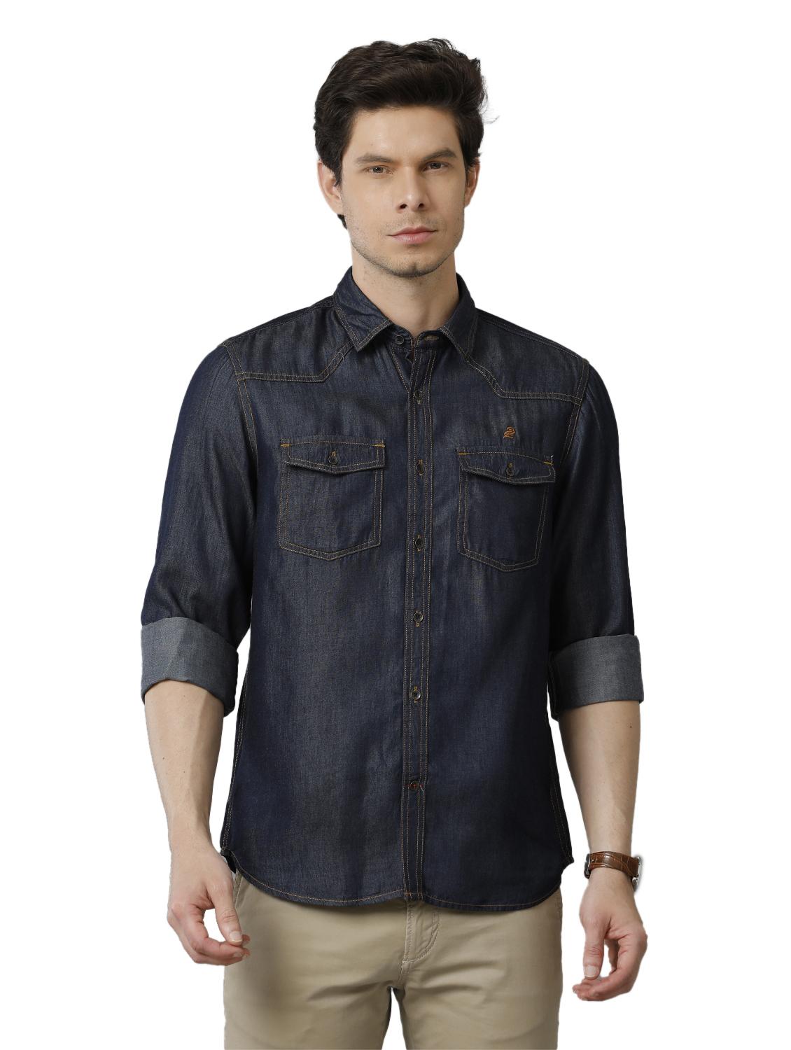 indigo cotton casual shirt - 20374702 -  Standard Image - 1