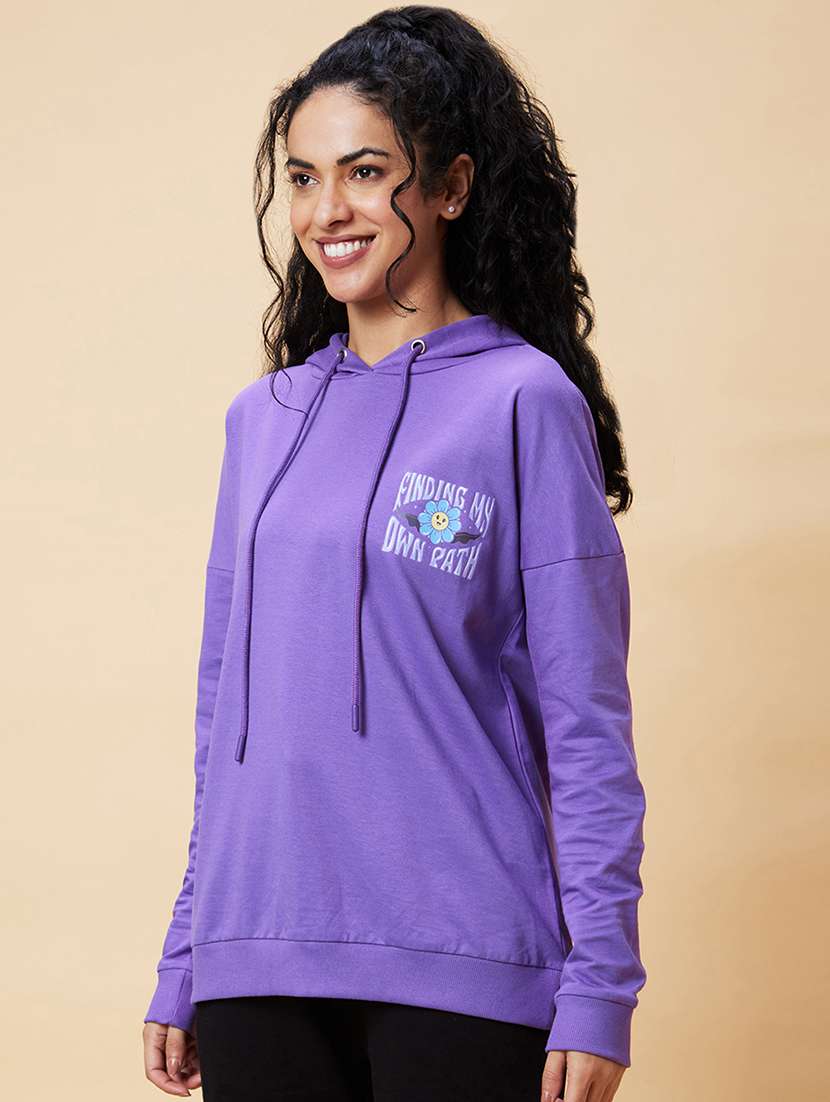 women purple cotton regular sweatshirt - 20375059 -  Standard Image - 1