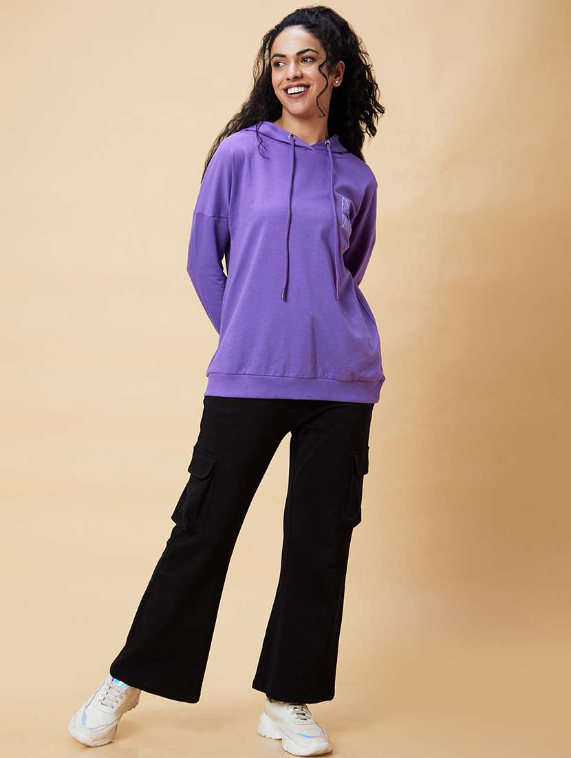 women purple cotton regular sweatshirt - 20375059 -  Standard Image - 6