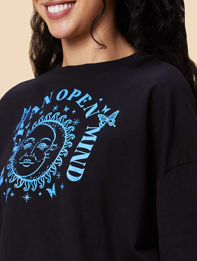 women black cotton front print sweatshirt - 20375060 -  Standard Image - 6