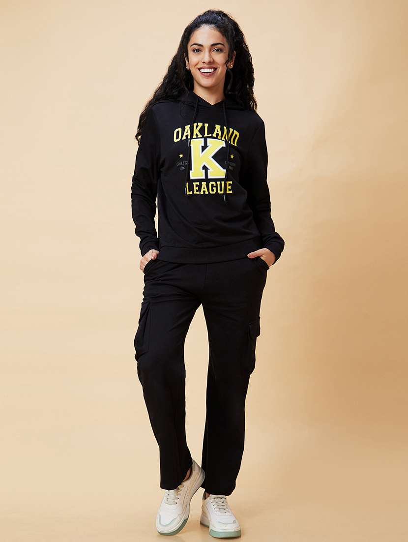 women black cotton front print sweatshirt - 20375062 -  Standard Image - 4