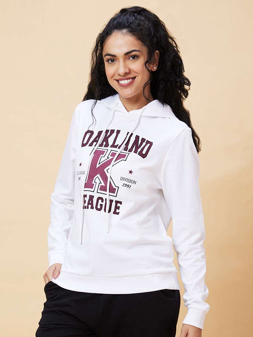 women white cotton front print sweatshirt - 20375063 -  Standard Image - 1