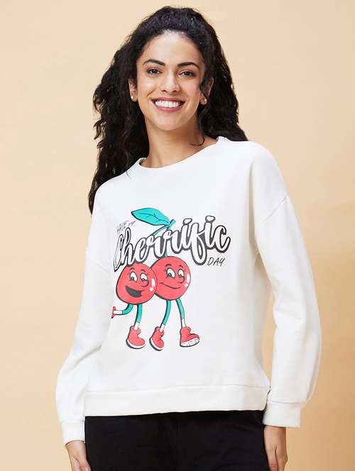 women white cotton front print sweatshirt - 20375065 -  Standard Image - 0