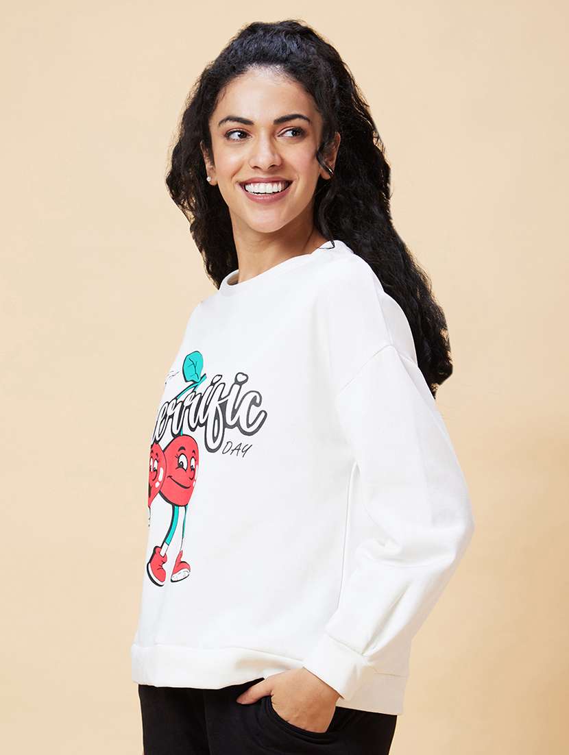 women white cotton front print sweatshirt - 20375065 -  Standard Image - 1