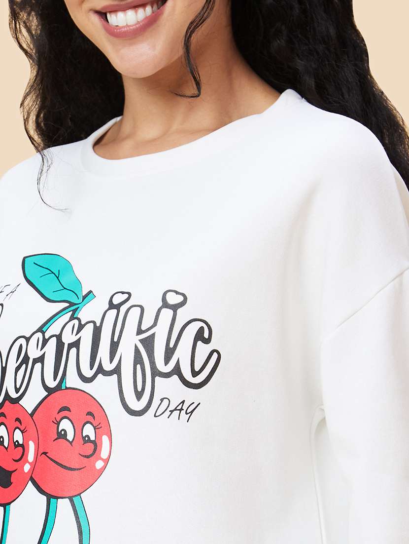 women white cotton front print sweatshirt - 20375065 - Standard Image - 6