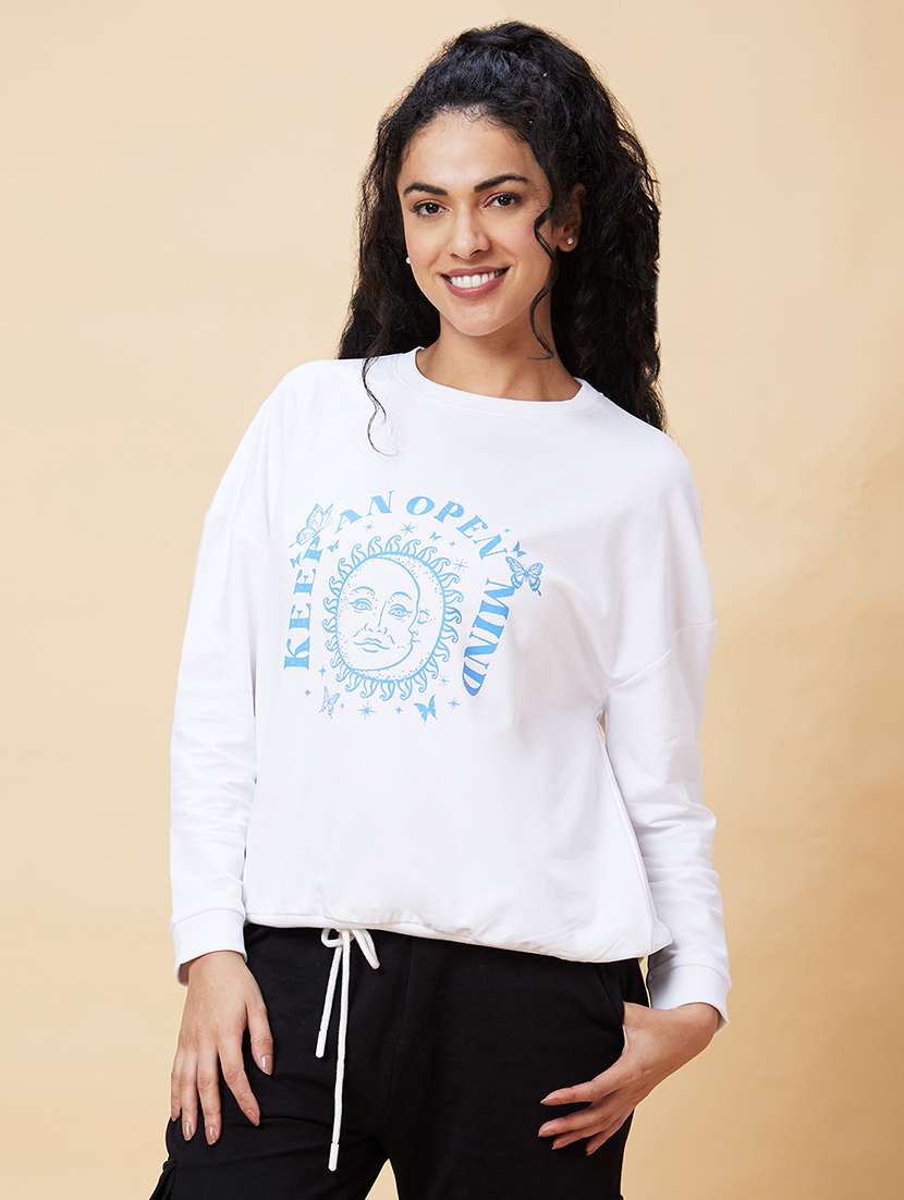 women white cotton front print sweatshirt - 20375066 - Standard Image - 1