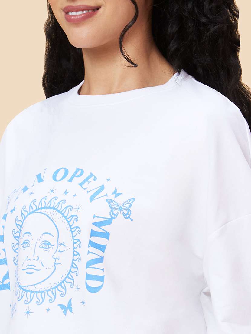 women white cotton front print sweatshirt - 20375066 - Standard Image - 6