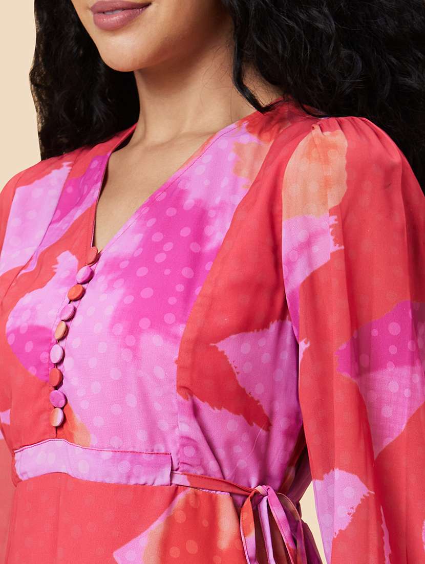 women pink polyester fit & flare dress - 20375083 - Standard Image - 6