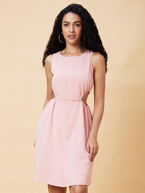 women pink polyester a-line dress - 20375085 -  Standard Image - 0