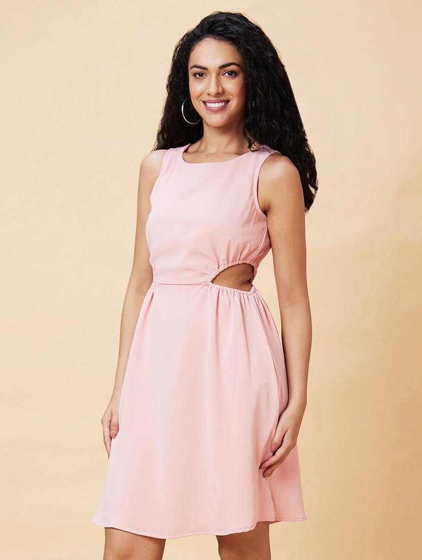 women pink polyester a-line dress - 20375085 -  Standard Image - 1