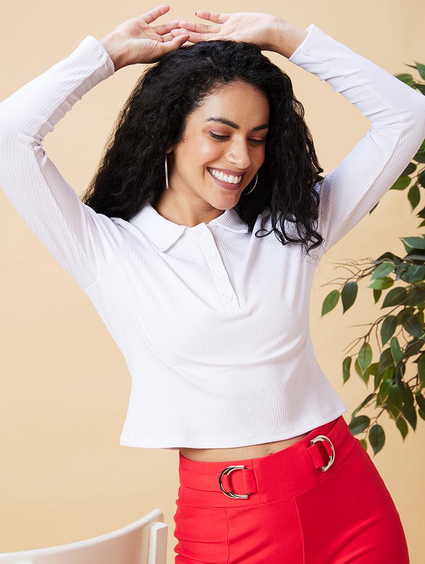 white solid regular top - 20375096 - Standard Image - 4