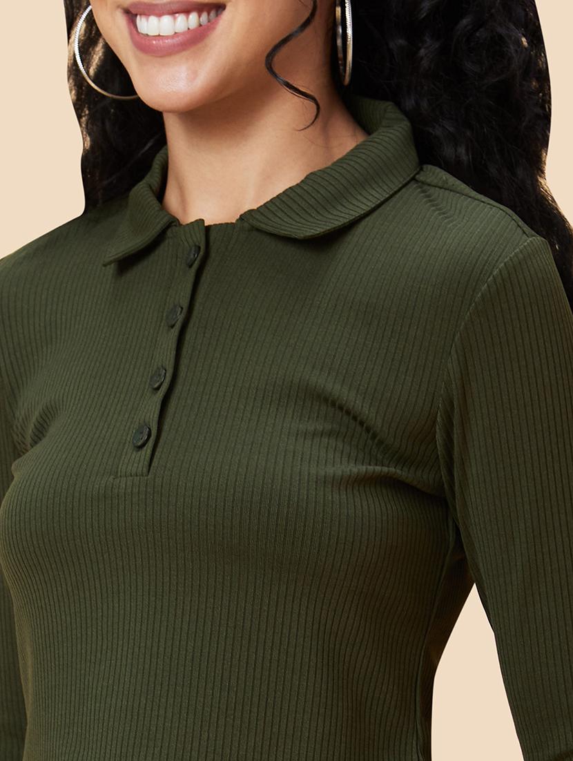 olive solid regular top - 20375097 - Standard Image - 6
