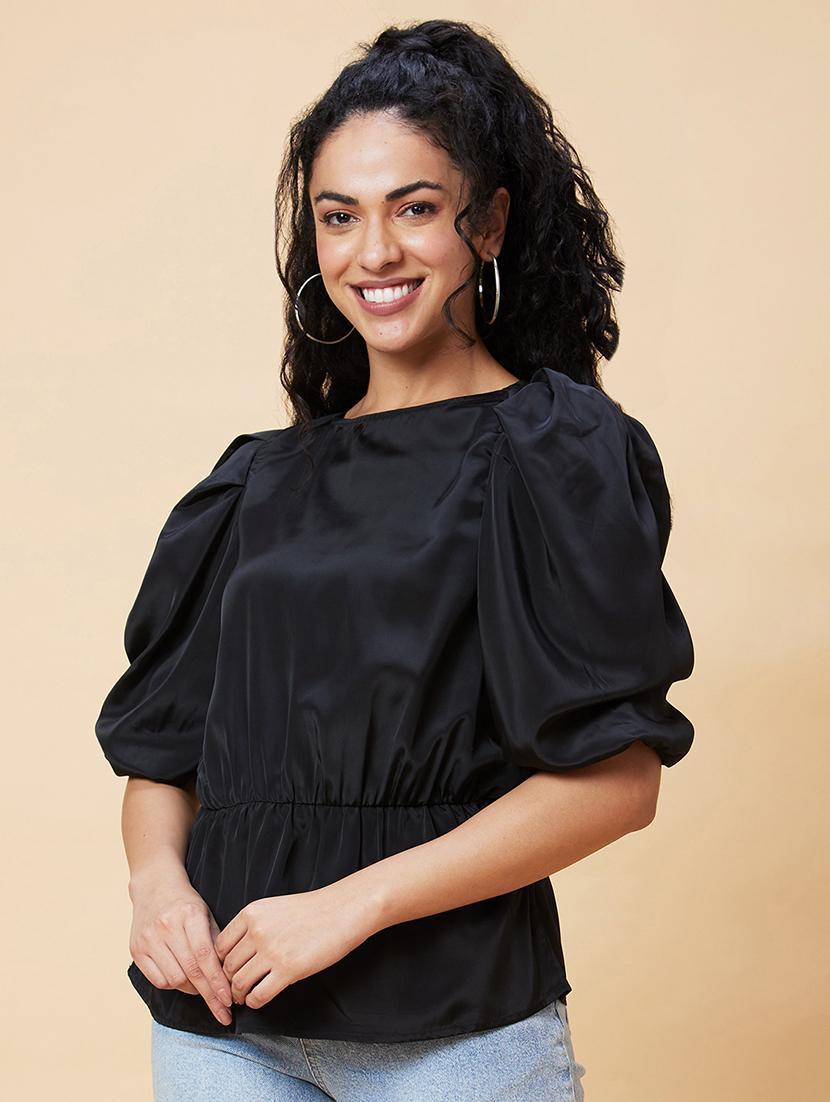 black solid regular top - 20375104 -  Standard Image - 1