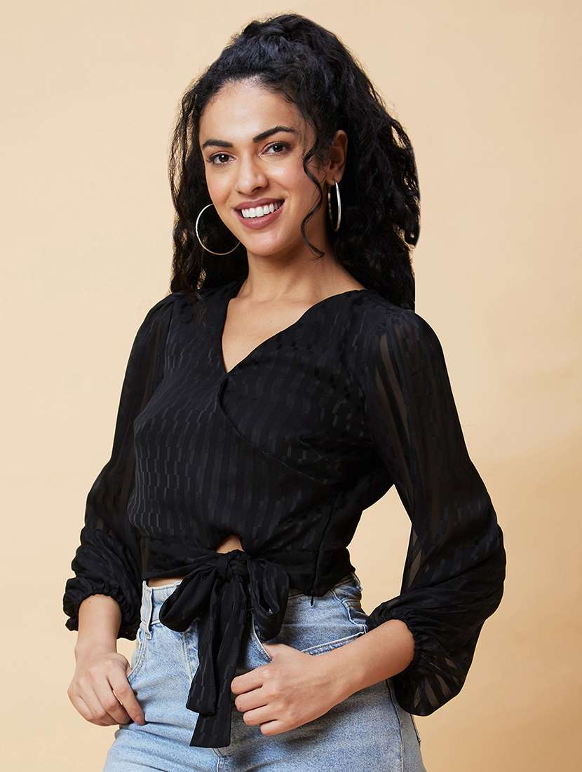 black self-designed regular top - 20375114 -  Standard Image - 1