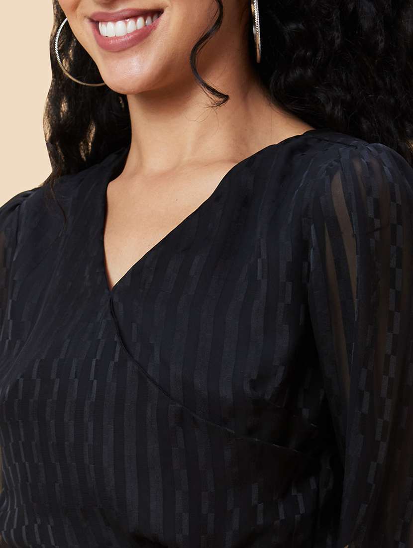 black self-designed regular top - 20375114 -  Standard Image - 6