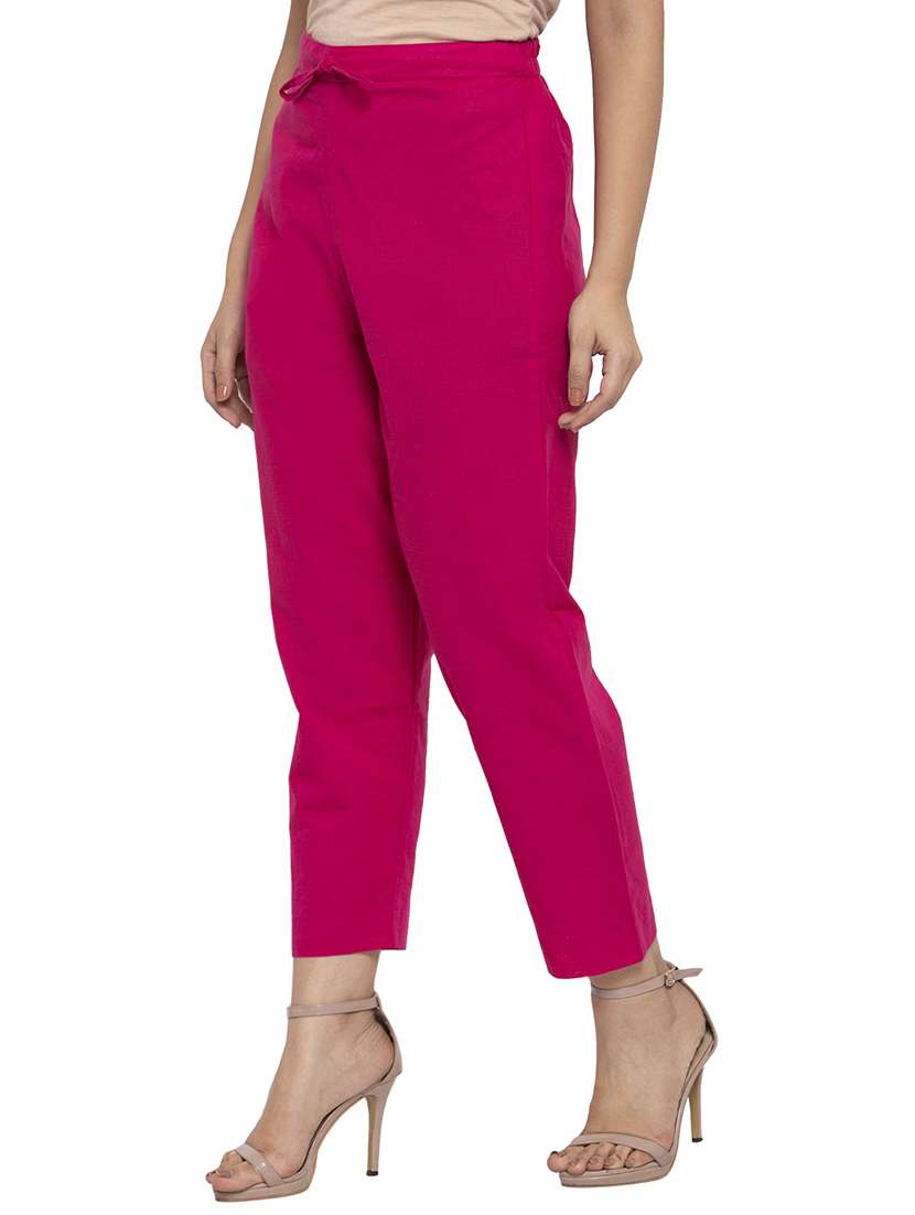 women pink ankle length straight pants - 20375306 -  Standard Image - 1