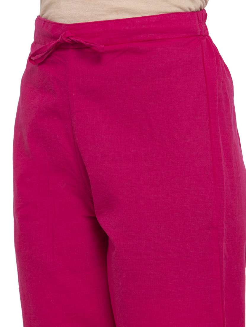 women pink ankle length straight pants - 20375306 - Standard Image - 4