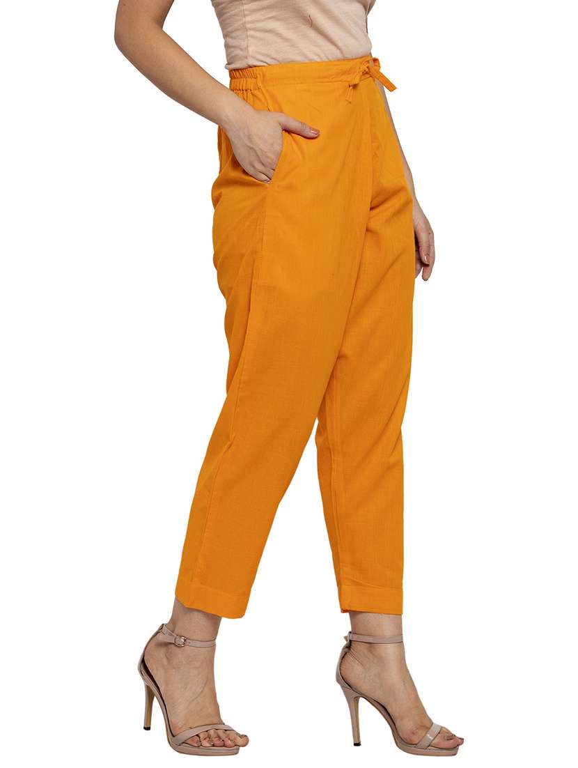 women mustard ankle length straight pants - 20375309 -  Standard Image - 1