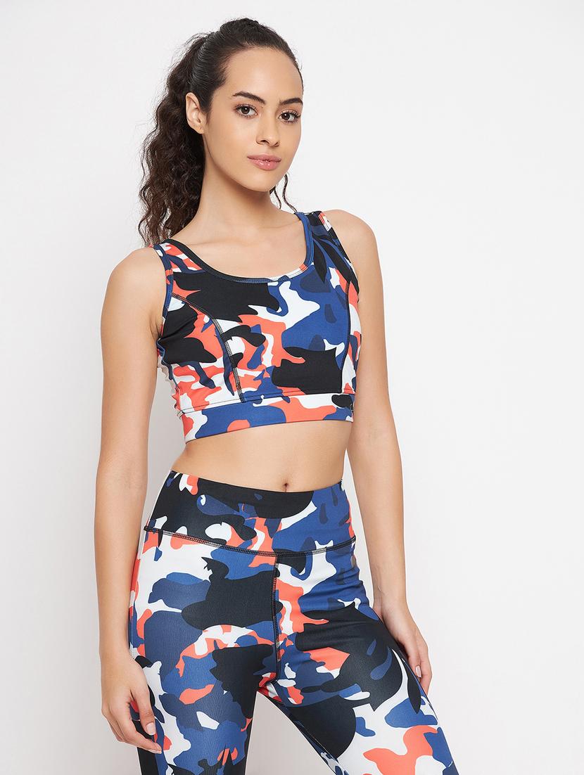 blue abstract print sports bra - 20375438 - Standard Image - 1