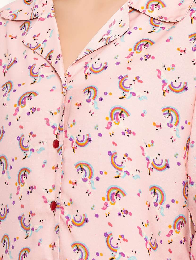 pink rayon pyjama set nightwear - 20375642 -  Standard Image - 4