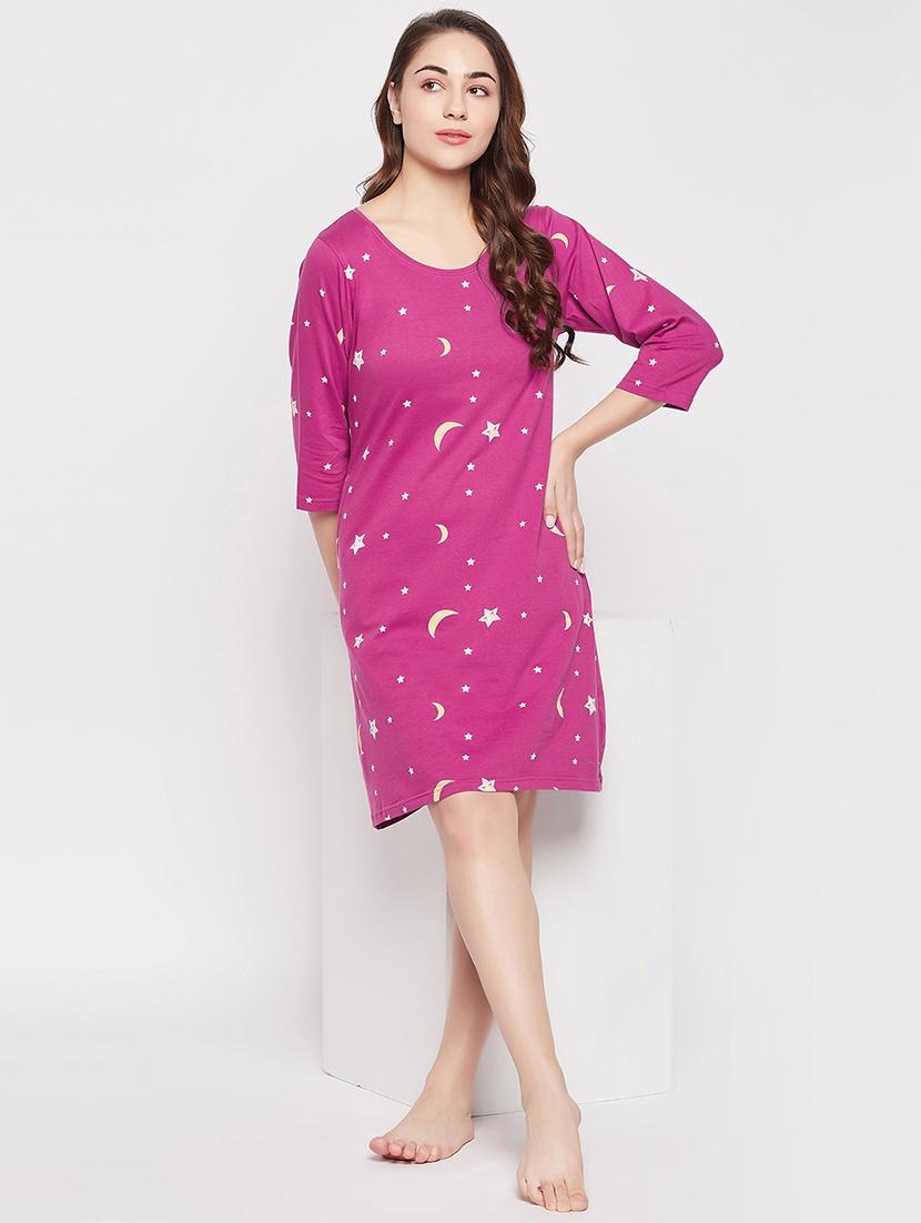 women round neck printed sleepshirt - 20375818 - Standard Image - 4