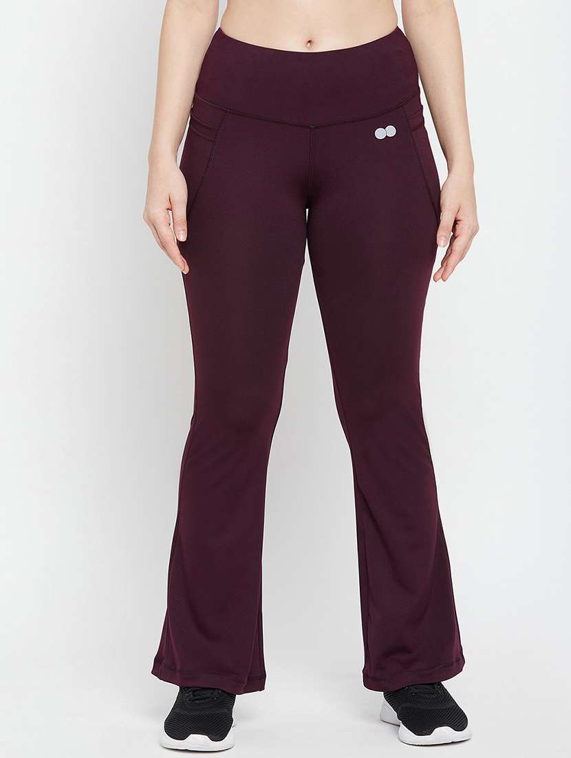 burgundy solid trackpants - 20375874 - Zoom Image - 0