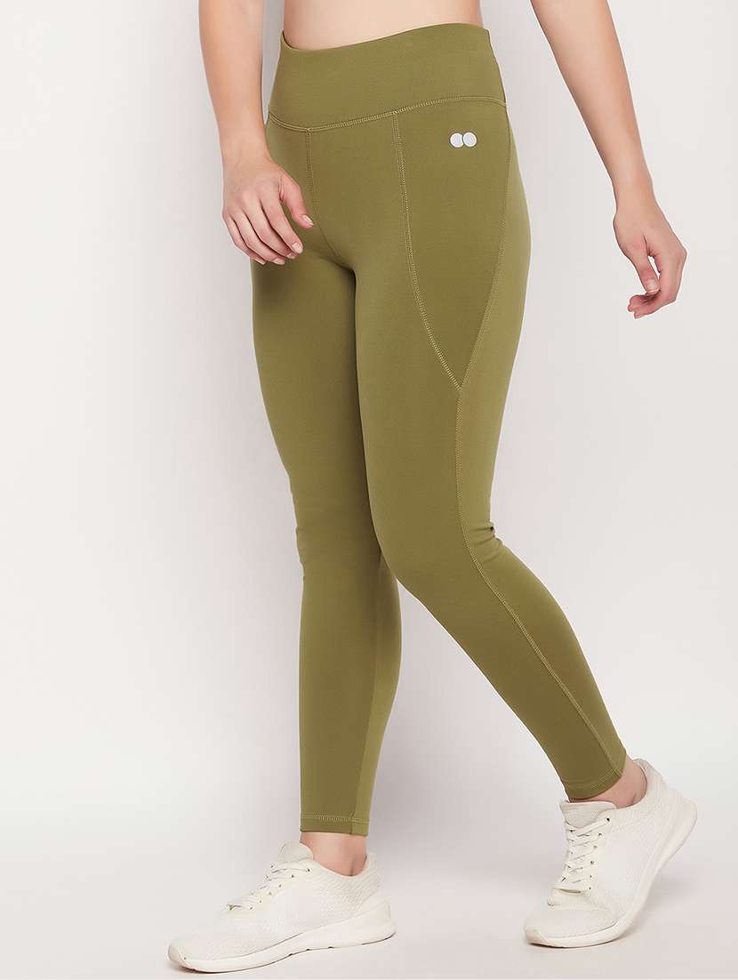 green solid ankle length legging - 20375881 - Standard Image - 1
