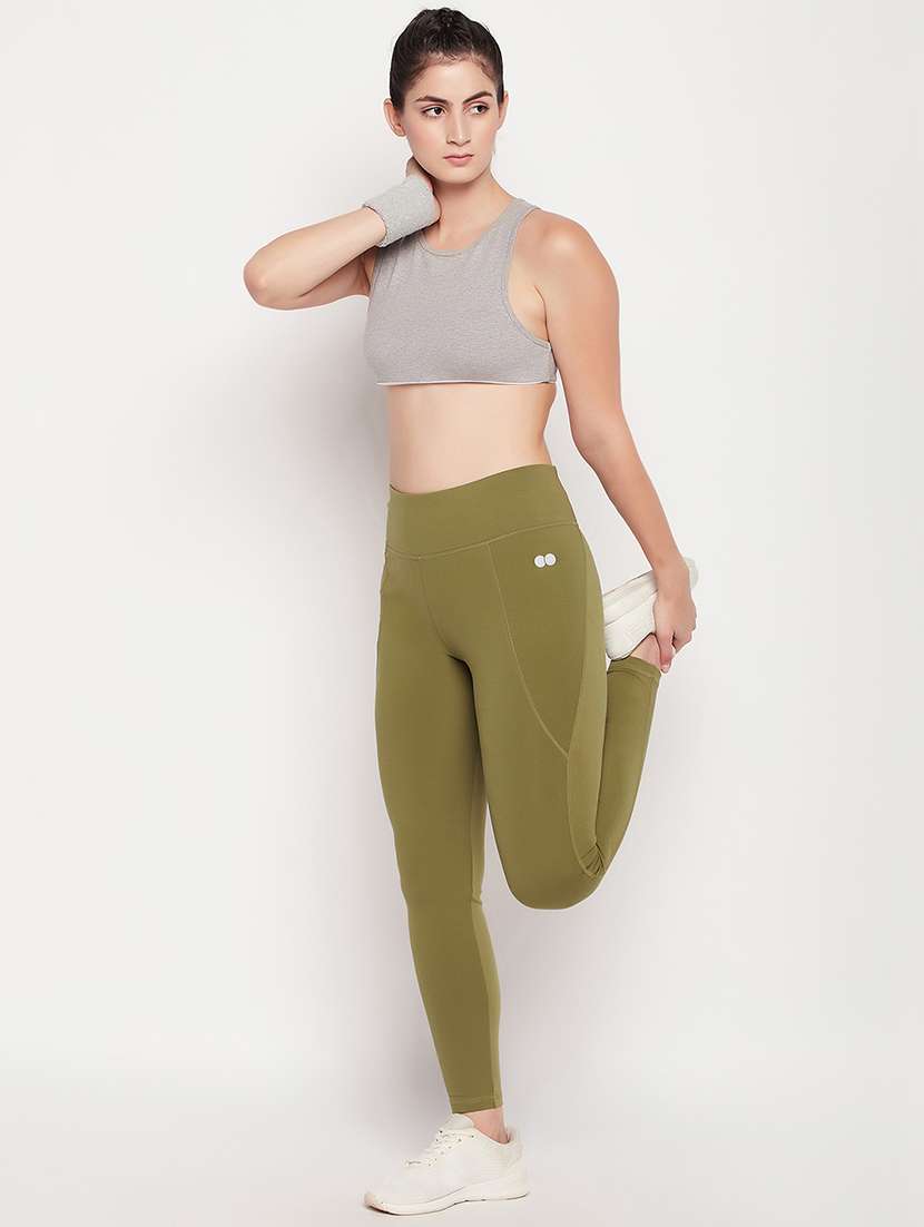 green solid ankle length legging - 20375881 - Standard Image - 4
