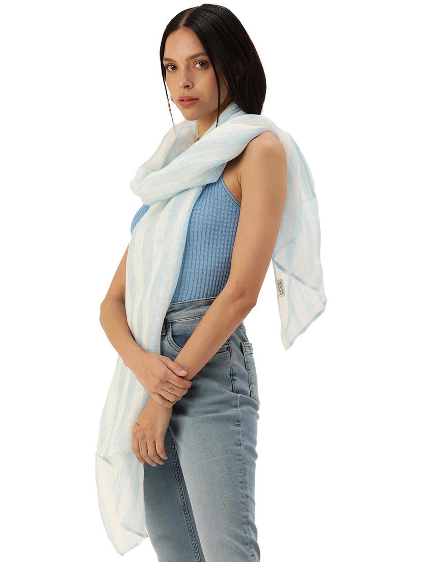 blue linen scarf - 20375951 -  Zoom Image - 0