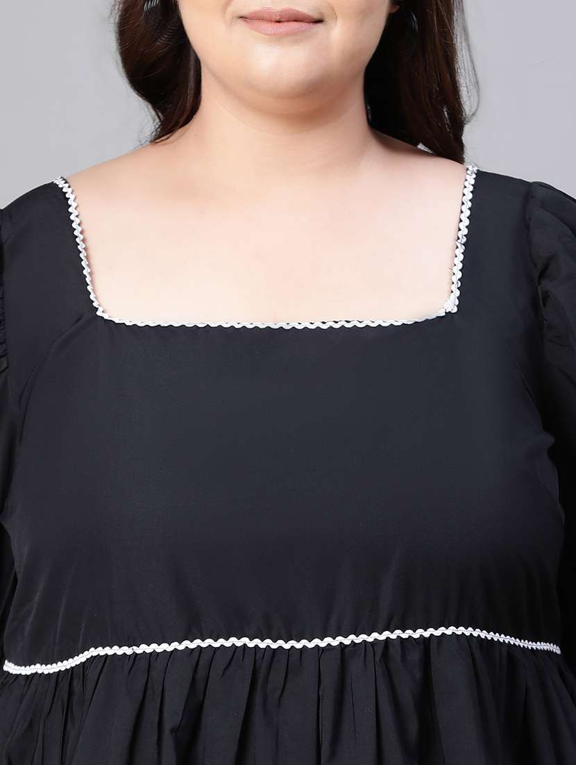 women black cotton fit & flare dress - 20376221 - Standard Image - 6