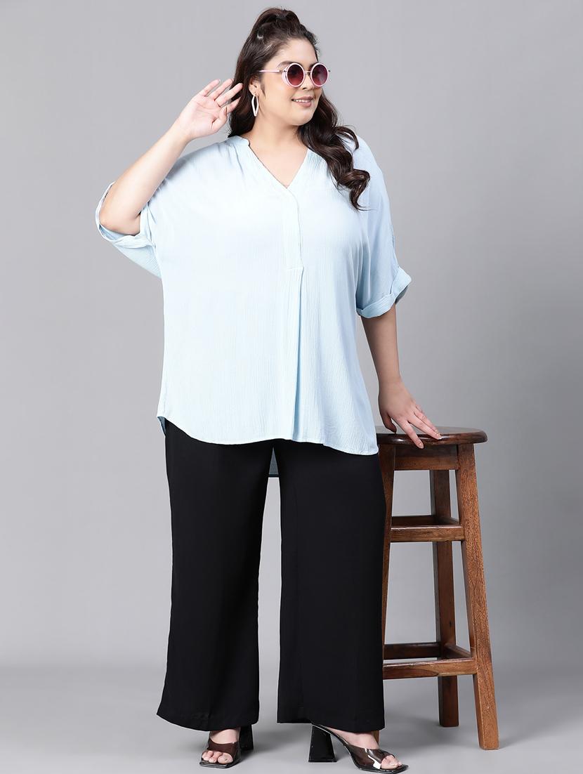 women mandarin neck solid boxy top - 20376623 - Standard Image - 4