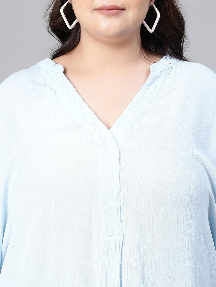 women mandarin neck solid boxy top - 20376623 - Standard Image - 6