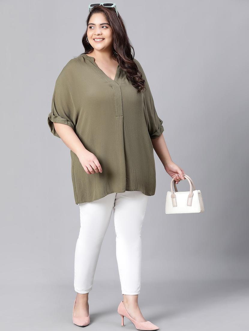 green solid boxy top - 20376624 - Standard Image - 4