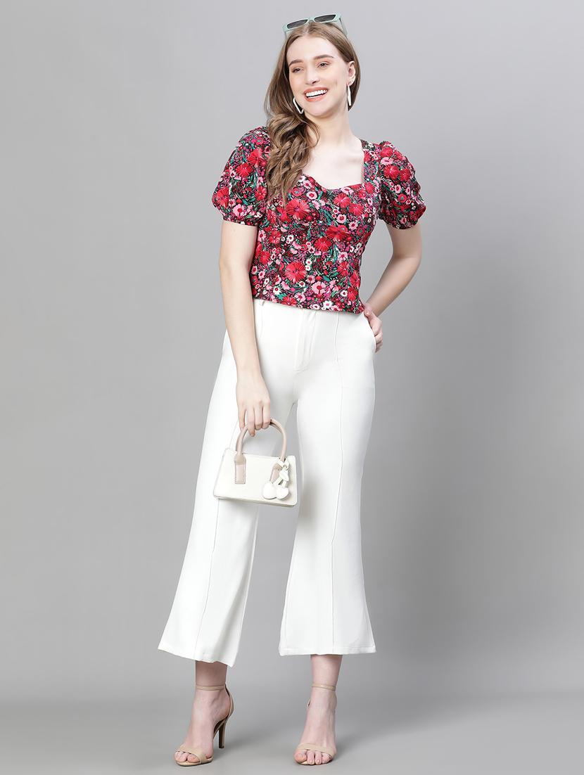 multi colored floral print puff sleeves top - 20376627 - Standard Image - 4