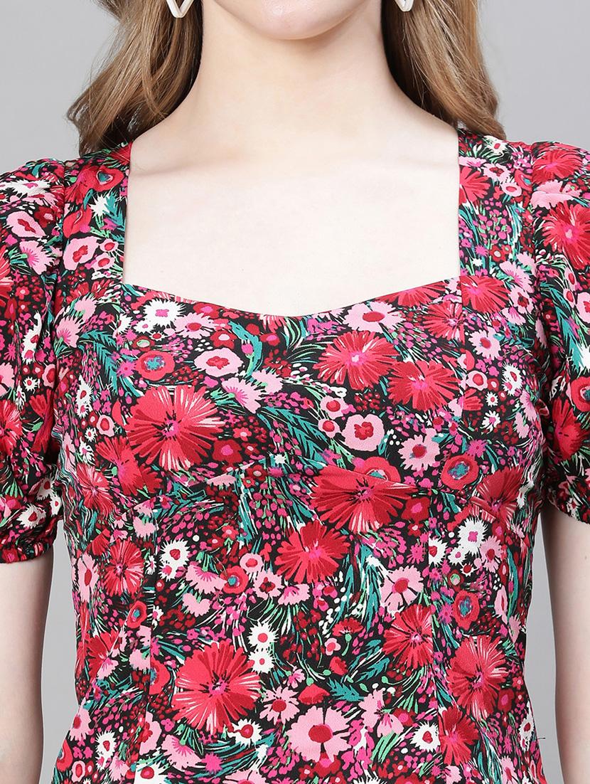 multi colored floral print puff sleeves top - 20376627 - Standard Image - 6