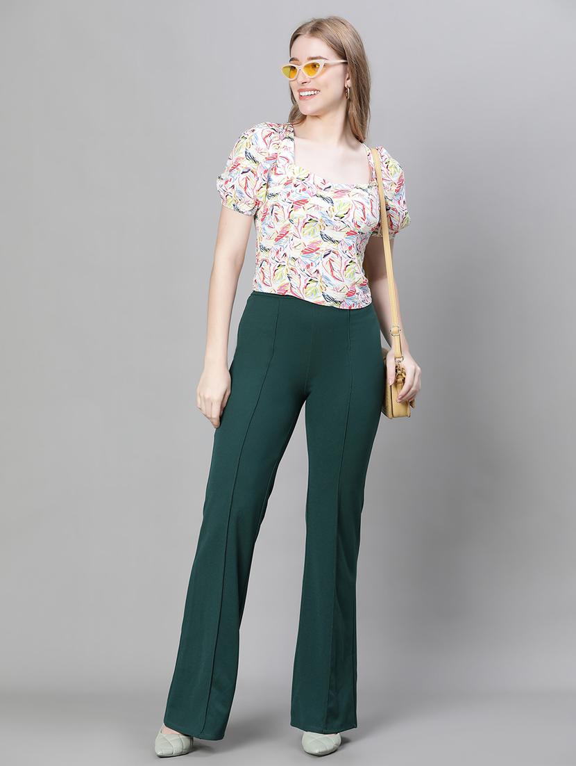 multi colored printed puff sleeves crop top - 20376628 - Standard Image - 4