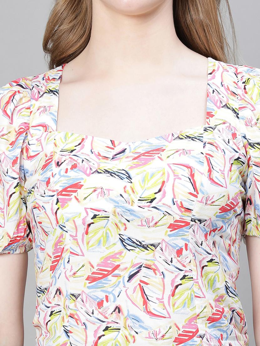 multi colored printed puff sleeves crop top - 20376628 - Standard Image - 6