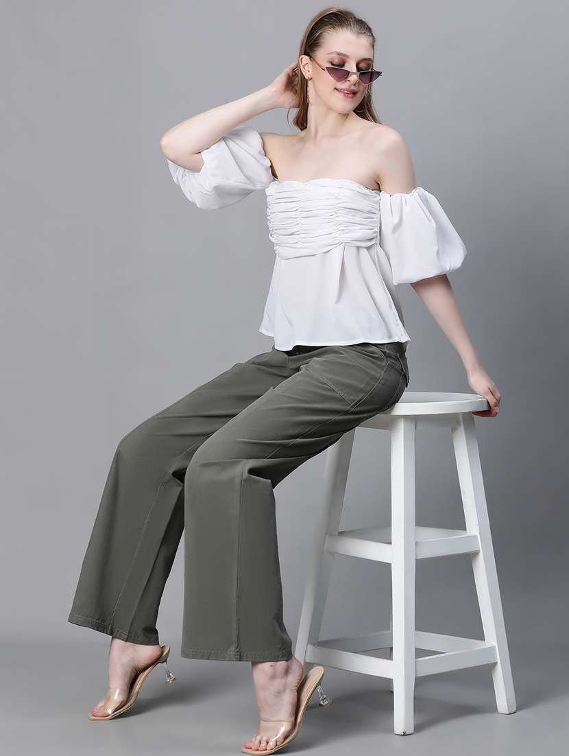 women white polyester peplum top - 20376630 -  Standard Image - 4