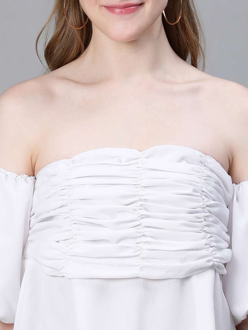 women white polyester peplum top - 20376630 -  Standard Image - 6