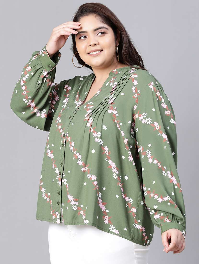 women multi color printed viscose blouson top - 20376638 -  Standard Image - 1