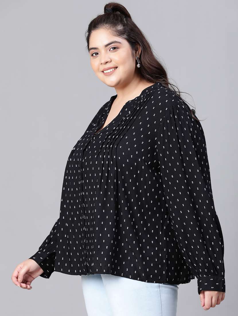 women black viscose blouson top - 20376639 -  Standard Image - 1