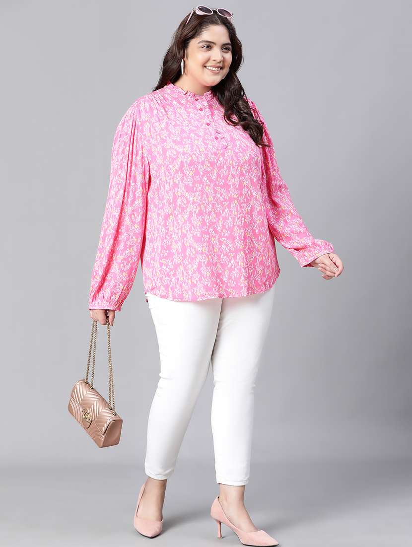 women pink printed  viscose blouson top - 20376643 -  Standard Image - 4